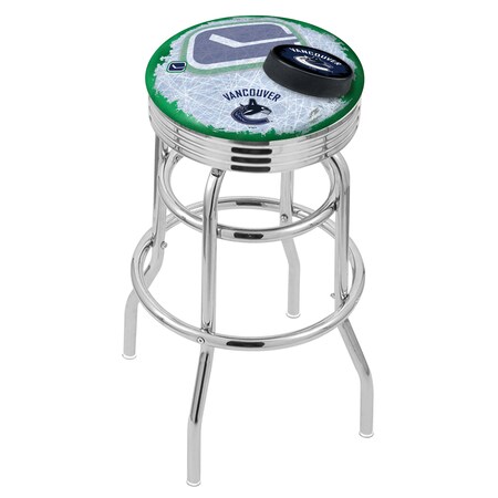 Holland Bar Stool Co 30" Chrome 2-Ring Vancouver Canucks Swivel Bar Stool, Accent Ring L7C3C30VanCan-D2